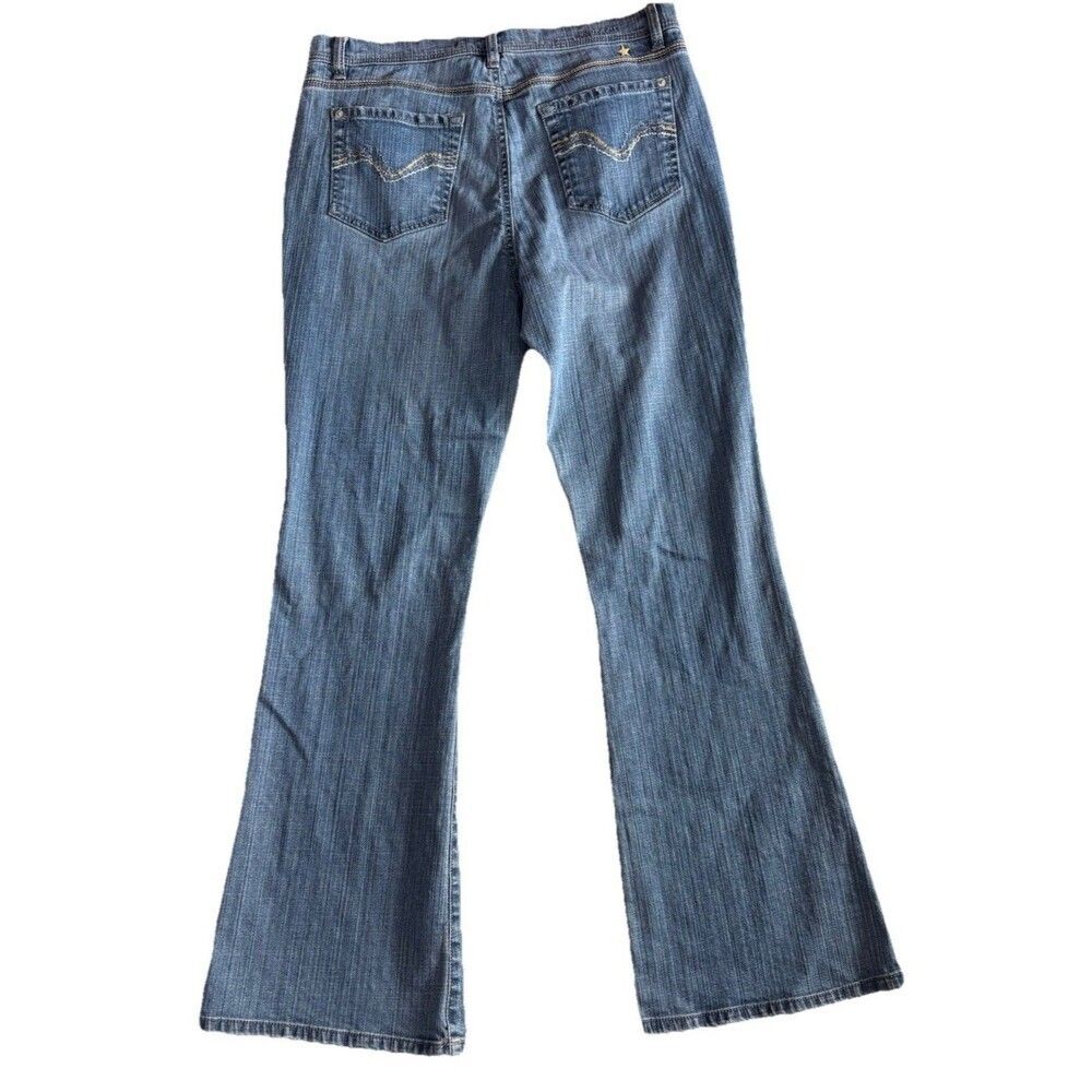 Jeanstar Belle Flare Jeans Womens 12 Medium Wash Blue Denim High Rise Stretch - Picture 11 of 12